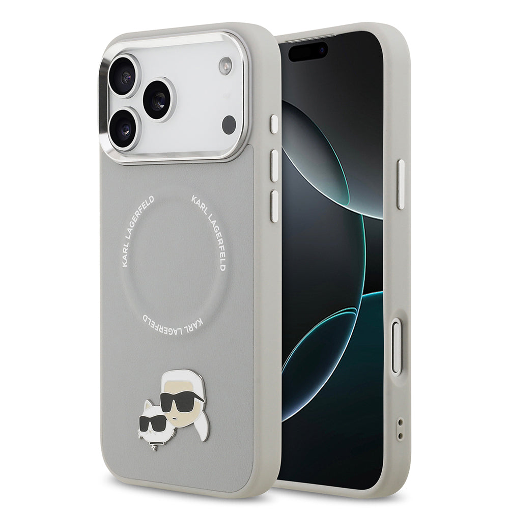 Apple iPhone 17 Pro Kılıf Karl Lagerfeld Orjinal Lisanslı M-safe Şarj Özellikli Metal Kamera ve Buton Tasarımlı K&C PU Deri Kapak - Görsel 3