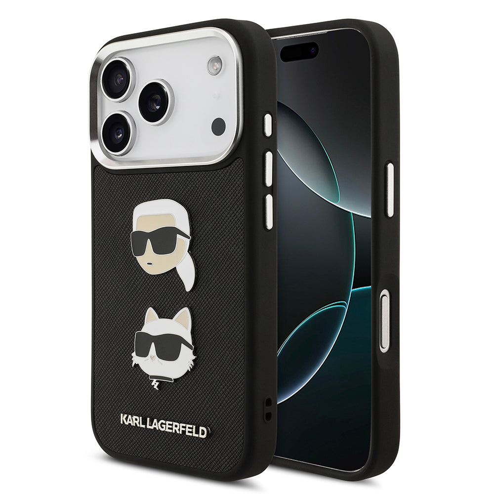 Apple iPhone 17 Pro Kılıf Karl Lagerfeld Orjinal Lisanslı Metal Logolu K&C Heads Pin Kapak - Görsel 2
