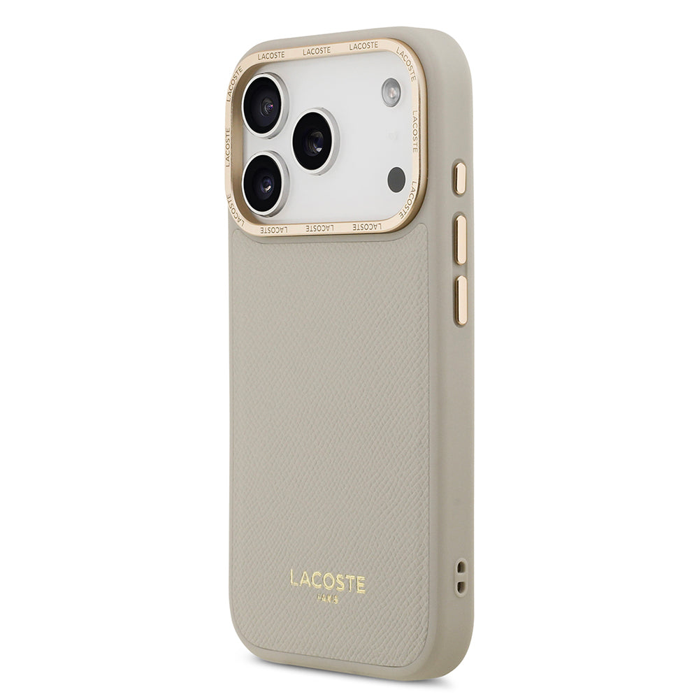 Apple iPhone 17 Pro Kılıf Lacoste Orjinal Lisanslı M-safe Şarj Özellikli Champs Elysees PU Deri Tasarımlı Kapak - Görsel 2
