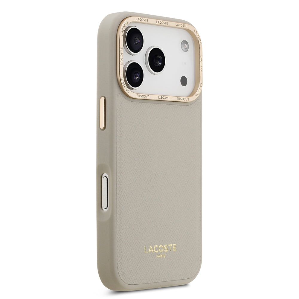 Apple iPhone 17 Pro Kılıf Lacoste Orjinal Lisanslı M-safe Şarj Özellikli Champs Elysees PU Deri Tasarımlı Kapak - Görsel 4