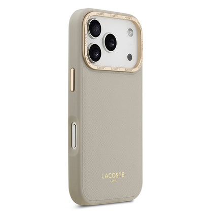 Apple iPhone 17 Pro Kılıf Lacoste Orjinal Lisanslı M-safe Şarj Özellikli Champs Elysees PU Deri Tasarımlı Kapak - Görsel 4
