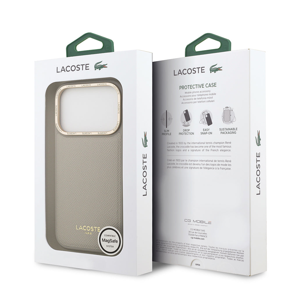 Apple iPhone 17 Pro Kılıf Lacoste Orjinal Lisanslı M-safe Şarj Özellikli Champs Elysees PU Deri Tasarımlı Kapak - Görsel 14