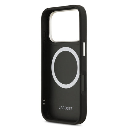 Apple iPhone 17 Pro Kılıf Lacoste Orjinal Lisanslı M-safe Şarj Özellikli Champs Elysees PU Deri Tasarımlı Kapak - Görsel 13