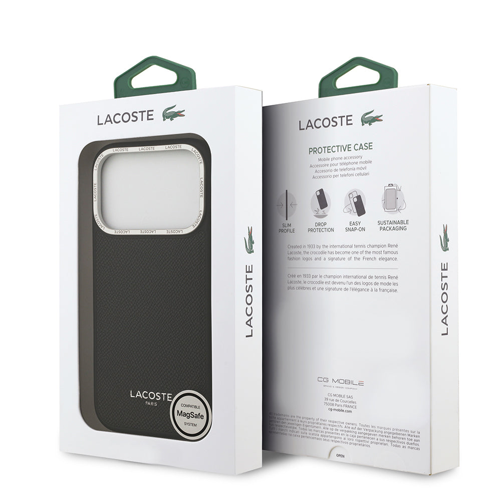 Apple iPhone 17 Pro Kılıf Lacoste Orjinal Lisanslı M-safe Şarj Özellikli Champs Elysees PU Deri Tasarımlı Kapak - Görsel 15