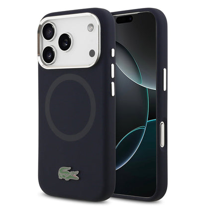 Apple iPhone 17 Pro Kılıf Lacoste Orjinal Lisanslı M-safe Şarj Özellikli İkonik Logolu Metal Kamera Çerçeveli Silikon Kapak - Görsel 4