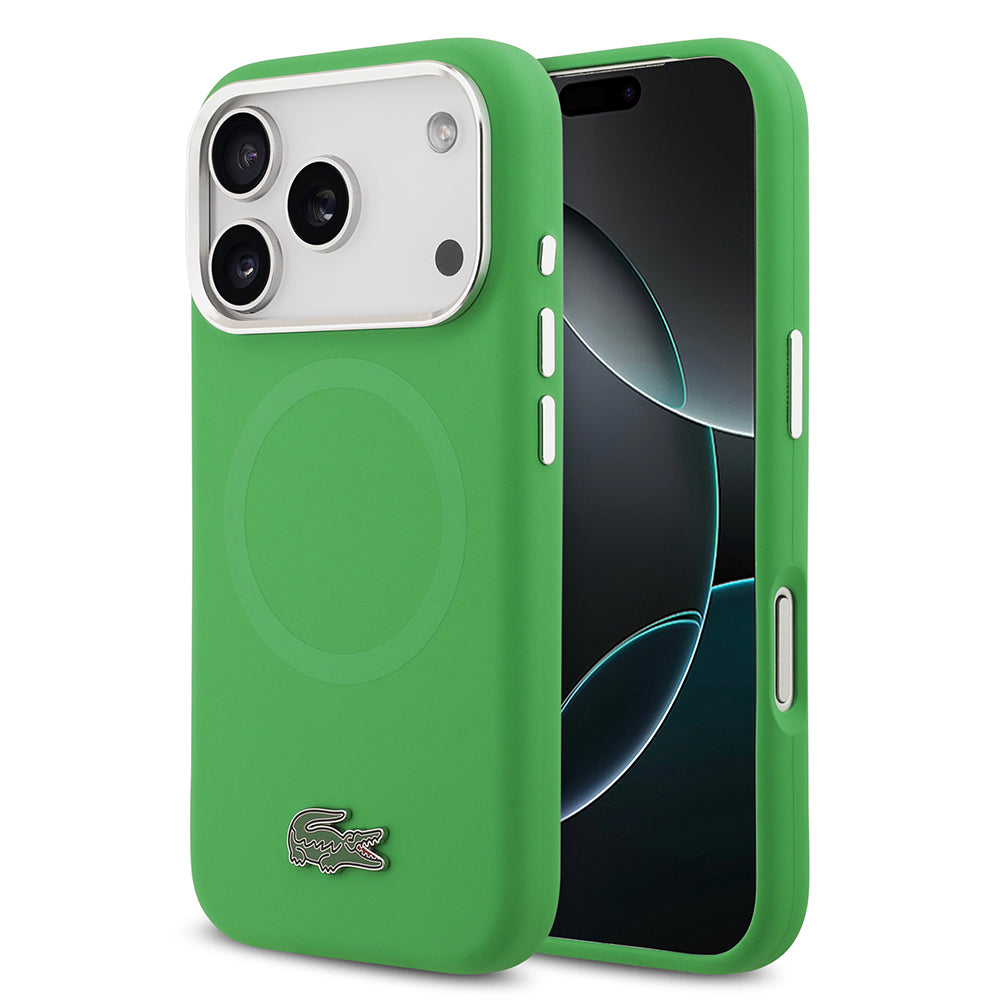 Apple iPhone 17 Pro Kılıf Lacoste Orjinal Lisanslı M-safe Şarj Özellikli İkonik Logolu Metal Kamera Çerçeveli Silikon Kapak - Görsel 3