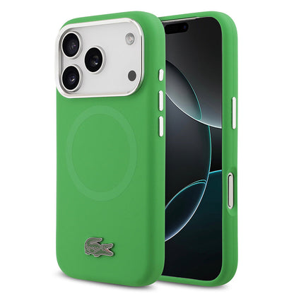 Apple iPhone 17 Pro Kılıf Lacoste Orjinal Lisanslı M-safe Şarj Özellikli İkonik Logolu Metal Kamera Çerçeveli Silikon Kapak - Görsel 3