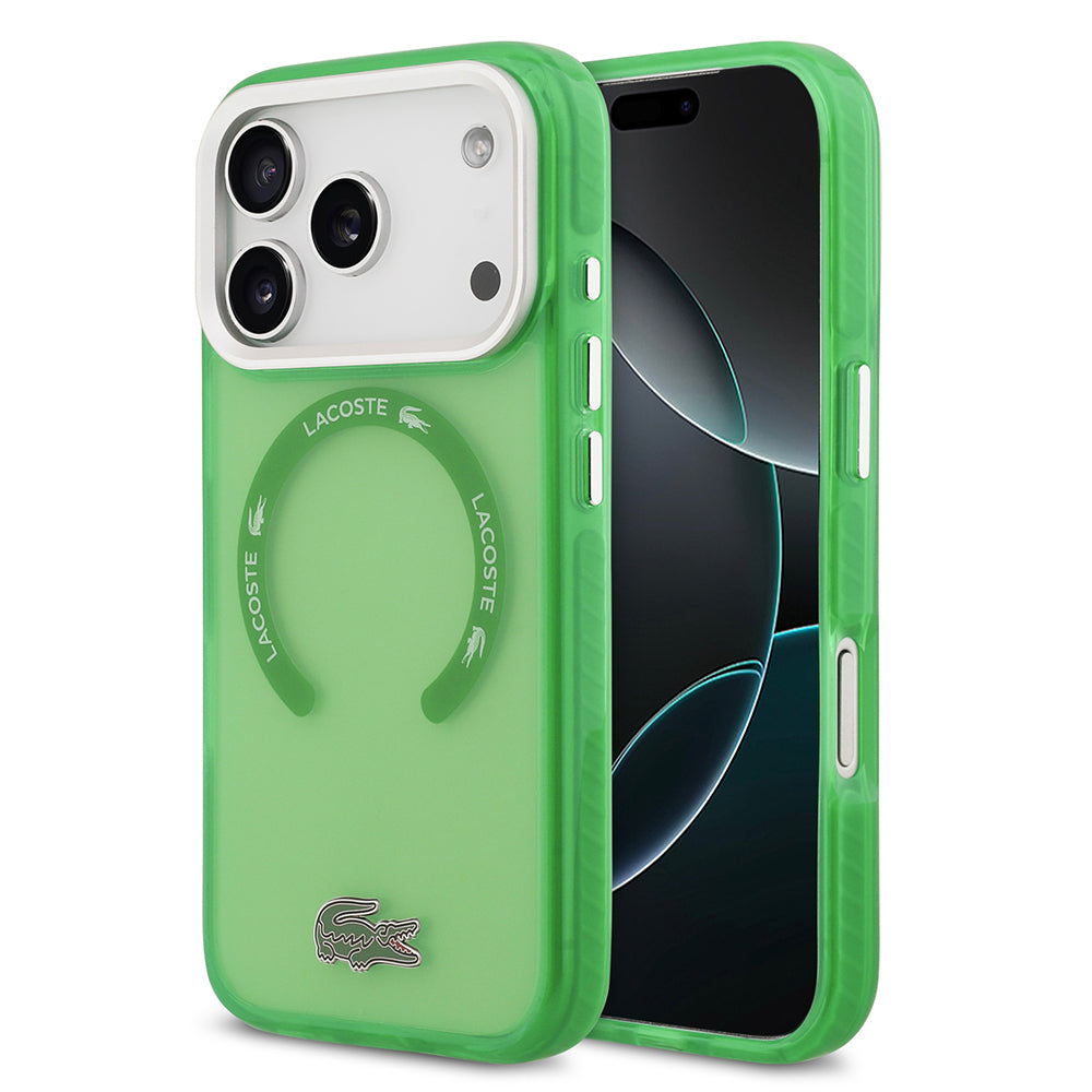 Apple iPhone 17 Pro Kılıf Lacoste Orjinal Lisanslı M-safe Şarj Özellikli İkonik Timsah Logolu Buzlu Kapak - Görsel 2