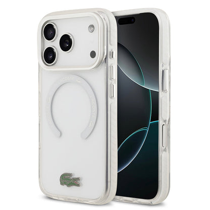 Apple iPhone 17 Pro Kılıf Lacoste Orjinal Lisanslı M-safe Şarj Özellikli İkonik Timsah Logolu Buzlu Kapak - Görsel 4