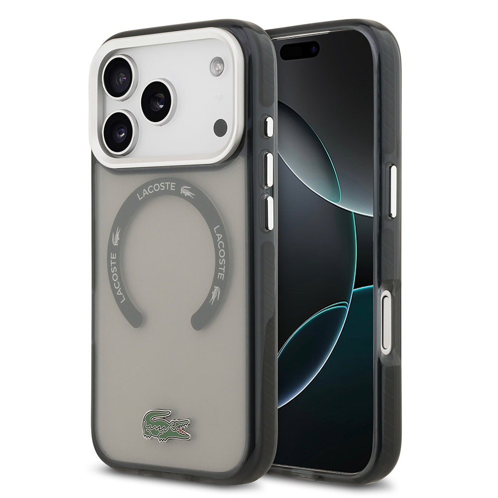 Apple iPhone 17 Pro Kılıf Lacoste Orjinal Lisanslı M-safe Şarj Özellikli İkonik Timsah Logolu Buzlu Kapak - Görsel 3