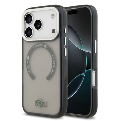 Apple iPhone 17 Pro Kılıf Lacoste Orjinal Lisanslı M-safe Şarj Özellikli İkonik Timsah Logolu Buzlu Kapak - Görsel 3
