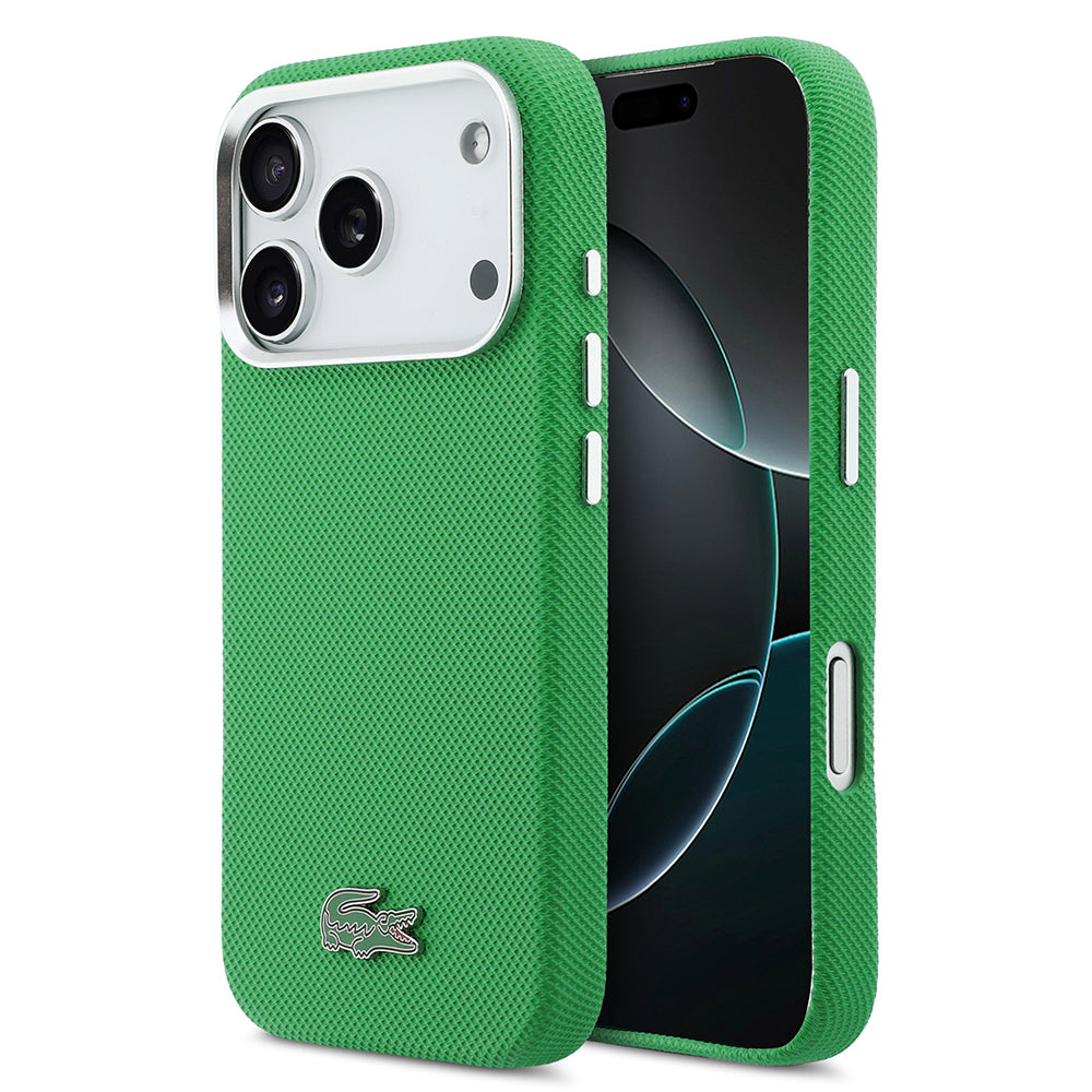 Apple iPhone 17 Pro Kılıf Lacoste Orjinal Lisanslı M-Safe Şarj Özellikli PVC Pike Desenli Arka Yüzey İkonik Timsah Dokuma Logolu Kapak - Görsel 9