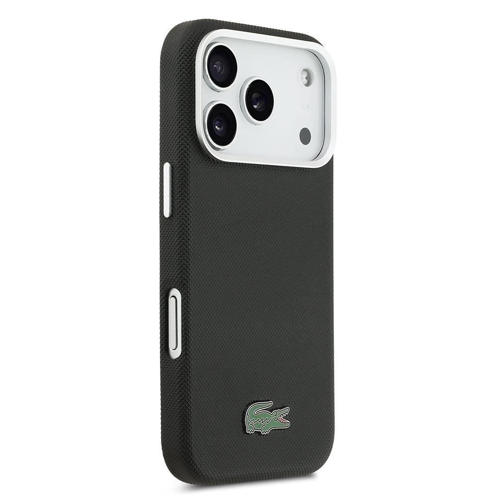 Apple iPhone 17 Pro Kılıf Lacoste Orjinal Lisanslı M-Safe Şarj Özellikli PVC Pike Desenli Arka Yüzey İkonik Timsah Dokuma Logolu Kapak - Görsel 4