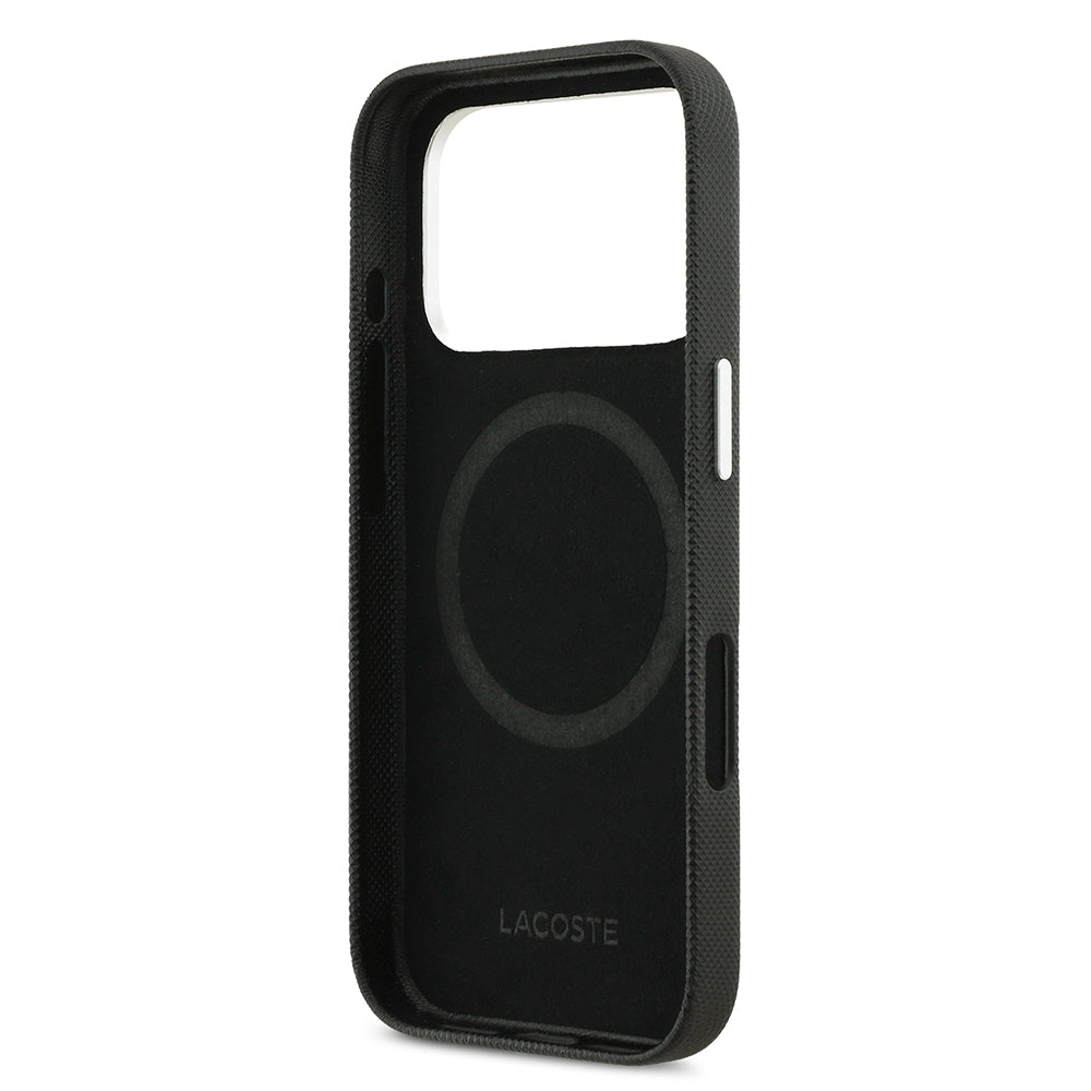 Apple iPhone 17 Pro Kılıf Lacoste Orjinal Lisanslı M-Safe Şarj Özellikli PVC Pike Desenli Arka Yüzey İkonik Timsah Dokuma Logolu Kapak - Görsel 7