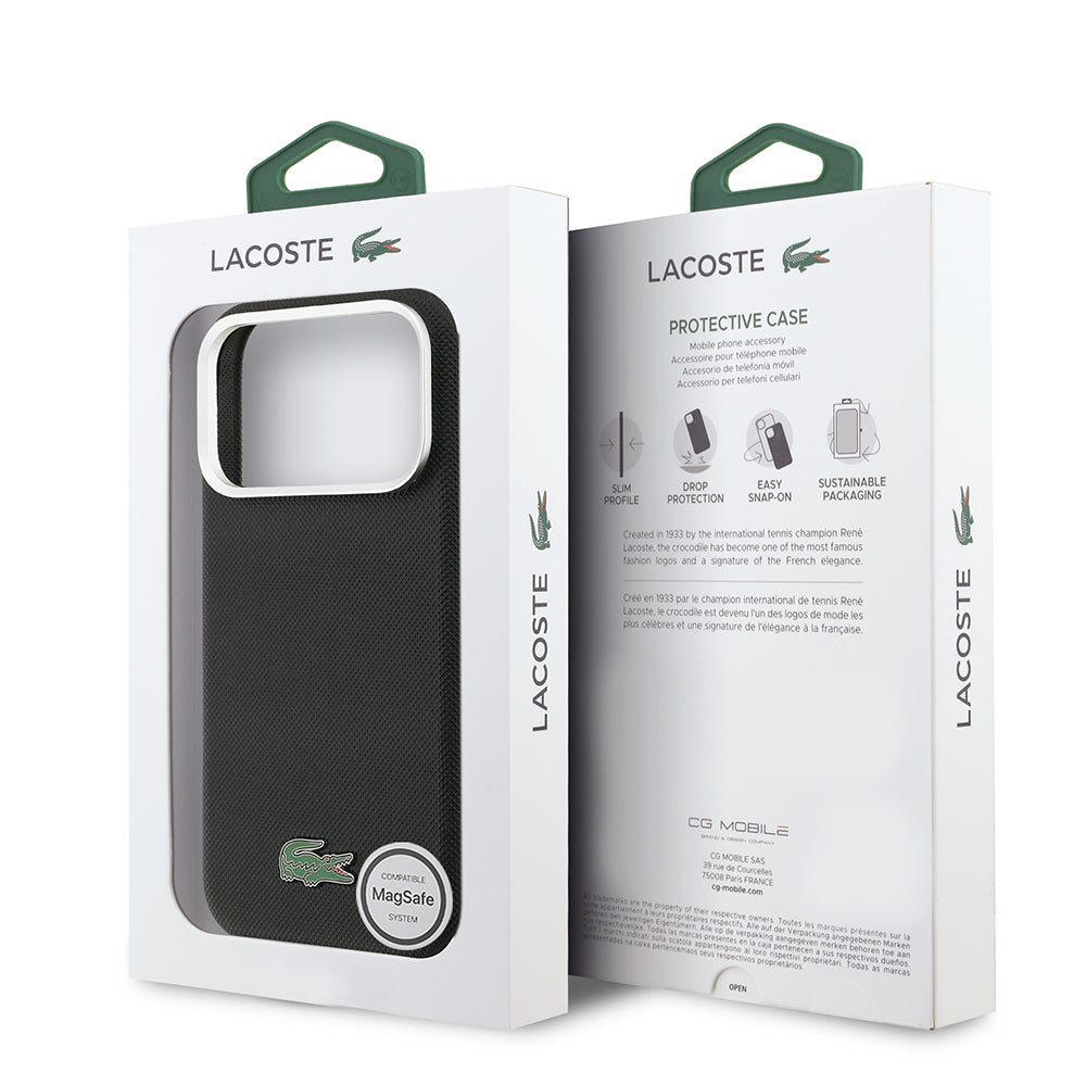 Apple iPhone 17 Pro Kılıf Lacoste Orjinal Lisanslı M-Safe Şarj Özellikli PVC Pike Desenli Arka Yüzey İkonik Timsah Dokuma Logolu Kapak - Görsel 8