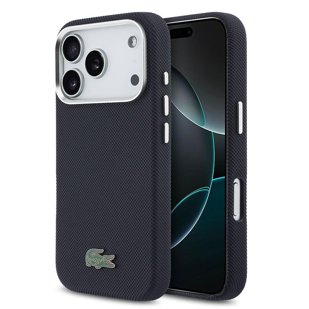 Apple iPhone 17 Pro Kılıf Lacoste Orjinal Lisanslı M-Safe Şarj Özellikli PVC Pike Desenli Arka Yüzey İkonik Timsah Dokuma Logolu Kapak - Görsel 10