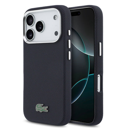 Apple iPhone 17 Pro Kılıf Lacoste Orjinal Lisanslı M-Safe Şarj Özellikli PVC Pike Desenli Arka Yüzey İkonik Timsah Dokuma Logolu Kapak - Görsel 10