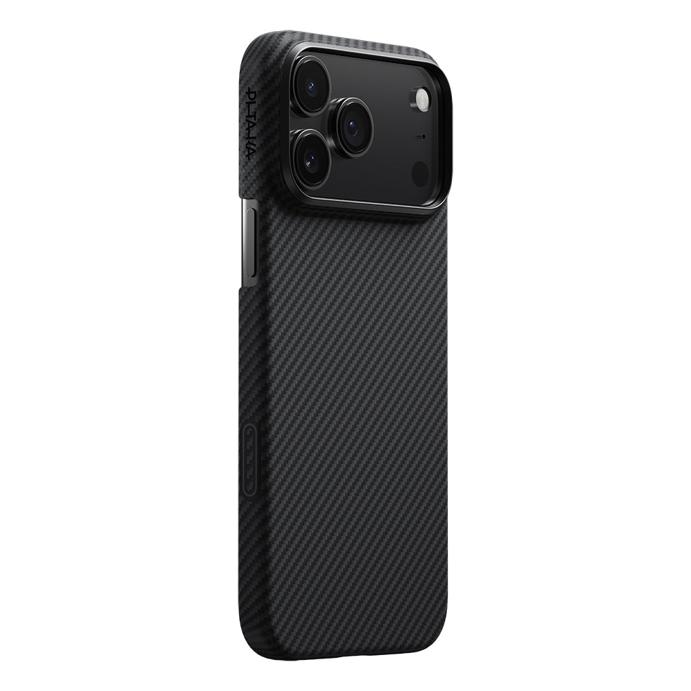 Apple iPhone 17 Pro Kılıf M-safe Şarj Özellikli 1500D Aramid Fiber Pitaka Ultra-Slim Classic Serisi Black-Grey Twill Kapak - Görsel 2