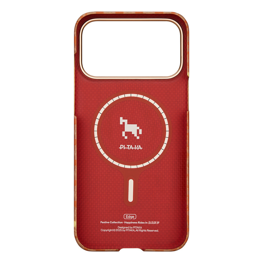 Apple iPhone 17 Pro Kılıf M-safe Şarj Özellikli Aramid Fiber Pitaka Edge Serisi Happiness Rides Kapak - Görsel 3