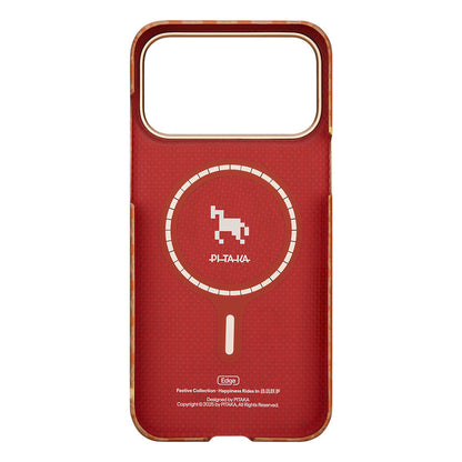 Apple iPhone 17 Pro Kılıf M-safe Şarj Özellikli Aramid Fiber Pitaka Edge Serisi Happiness Rides Kapak - Görsel 3