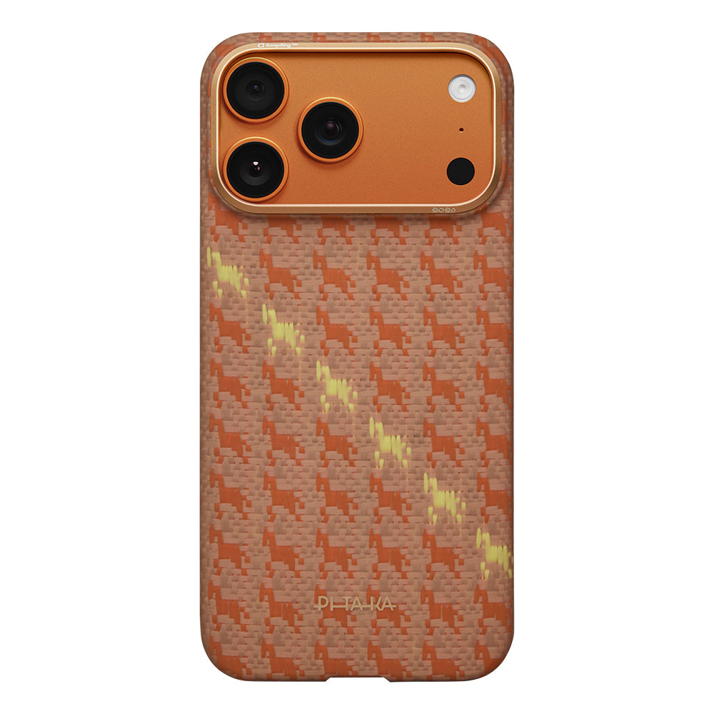 Apple iPhone 17 Pro Kılıf M-safe Şarj Özellikli Aramid Fiber Pitaka Edge Serisi Happiness Rides Kapak