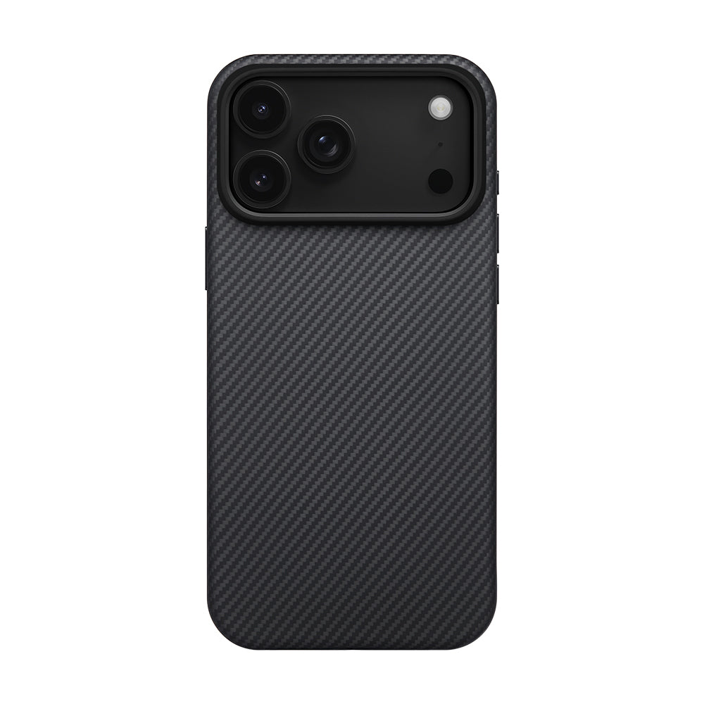 Apple iPhone 17 Pro Kılıf M-safe Şarj Özellikli Aramid Fiber Pitaka Military-Grade Classic Serisi Black-Grey Twill Kapak - Görsel 2