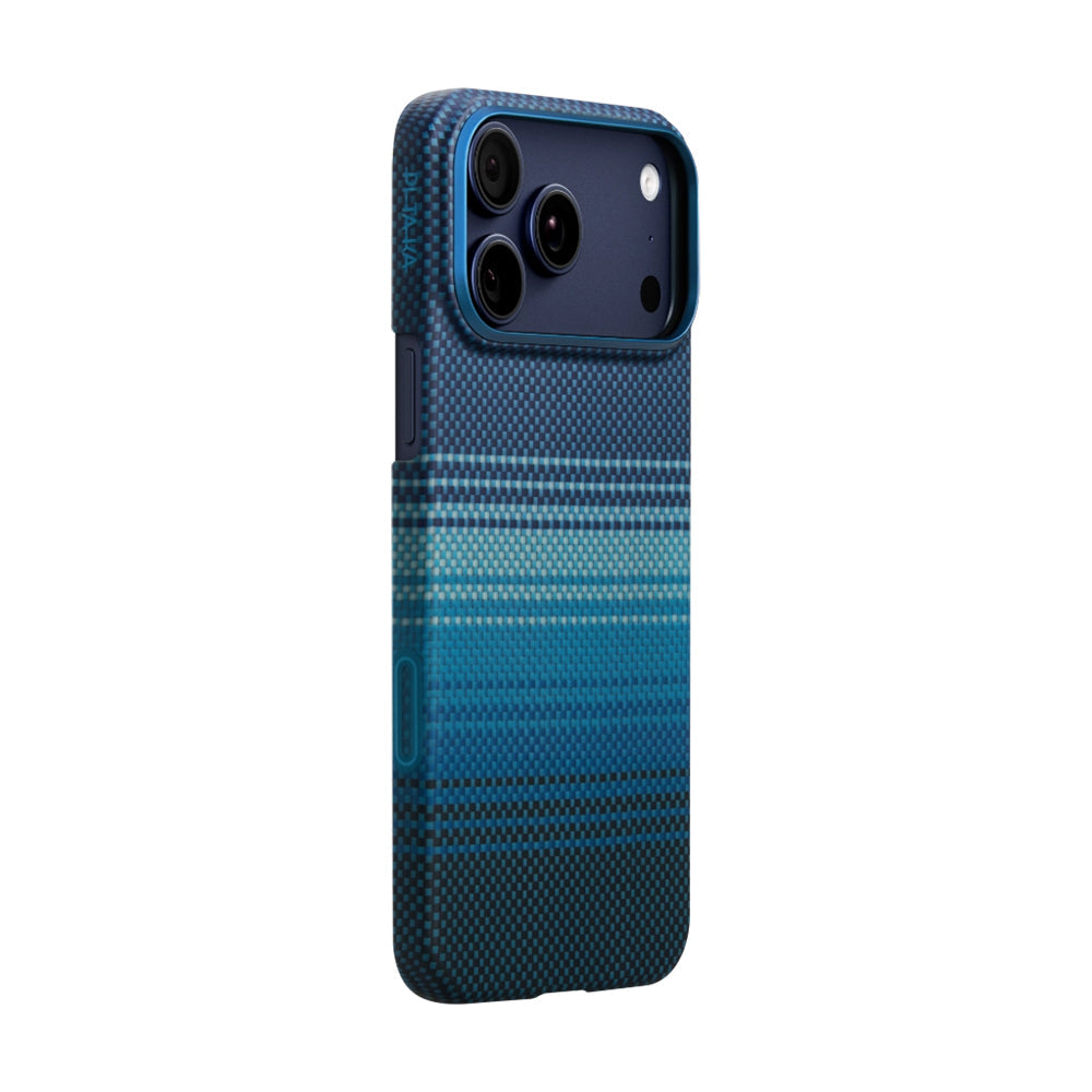 Apple iPhone 17 Pro Kılıf M-safe Şarj Özellikli Aramid Fiber Pitaka Tactile Woven Sunset-Moonrise Serisi Kapak - Görsel 3