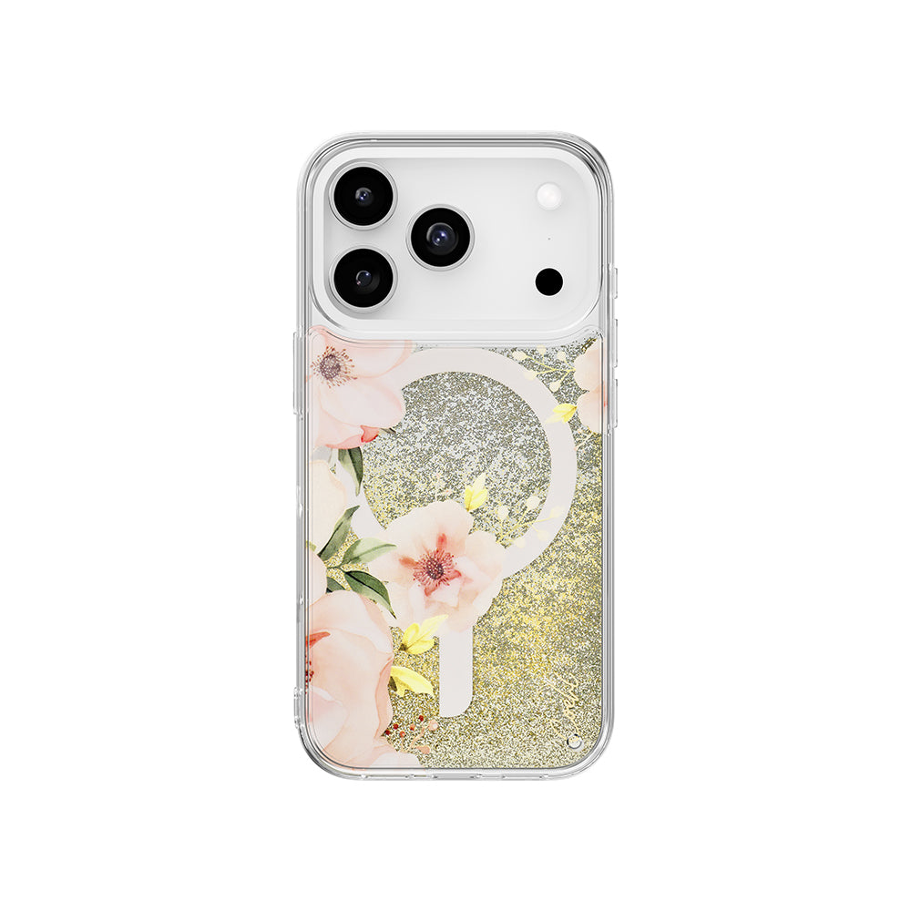 Apple iPhone 17 Pro Kılıf M-safe Şarj Özellikli Çiçek Desenli Simli Arka Yüzey Coehl Fleurette Kapak - Görsel 2