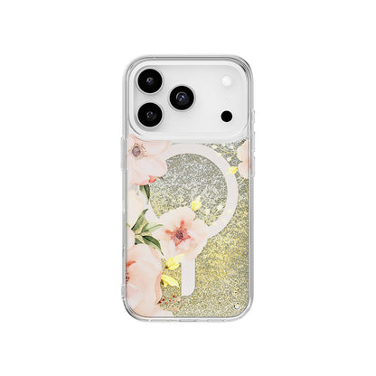 Apple iPhone 17 Pro Kılıf M-safe Şarj Özellikli Çiçek Desenli Simli Arka Yüzey Coehl Fleurette Kapak - Görsel 2