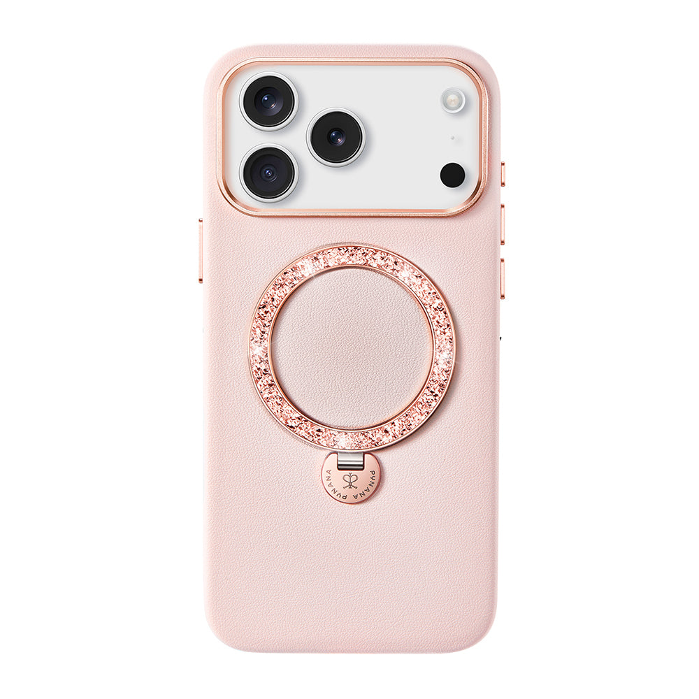 Apple iPhone 17 Pro Kılıf M-safe Şarj Özellikli Deri Tasarımlı Standlı Pynana Dancing Circle Luxury Serisi Kapak - Görsel 3