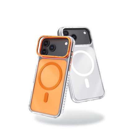 Apple iPhone 17 Pro Kılıf M-safe Şarj Özellikli Metal Kamera Çerçeveli Airbag Tasarımlı Lenyes CK221 Sert PC Kapak - Görsel 3