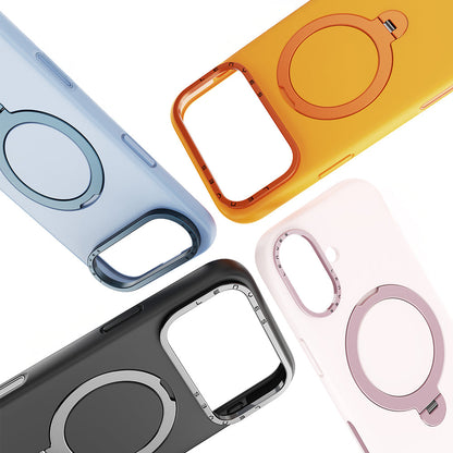 Apple iPhone 17 Pro Kılıf M-safe Şarj Özellikli Metal Standlı Sıvı Silikon Lenyes CK223 Kapak - Görsel 2