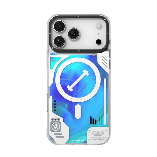 Apple iPhone 17 Pro Kılıf M-safe Şarj Özellikli Parlak Kumlu Sıvılı Tasarımlı Galaxy Fantasy Serisi Kapak