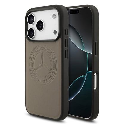 Apple iPhone 17 Pro Kılıf Mercedes Benz Orjinal Lisanslı M-safe Şarj Özellikli Hakiki Deri Nostaljik Yıldız Dizayn Kapak - Görsel 3