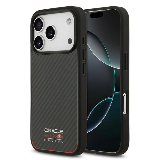 Apple iPhone 17 Pro Kılıf Redbull Orjinal Lisanslı M-safe Şarj Özellikli Karbon Fiber Parlayan Logolu Kevlar Kapak