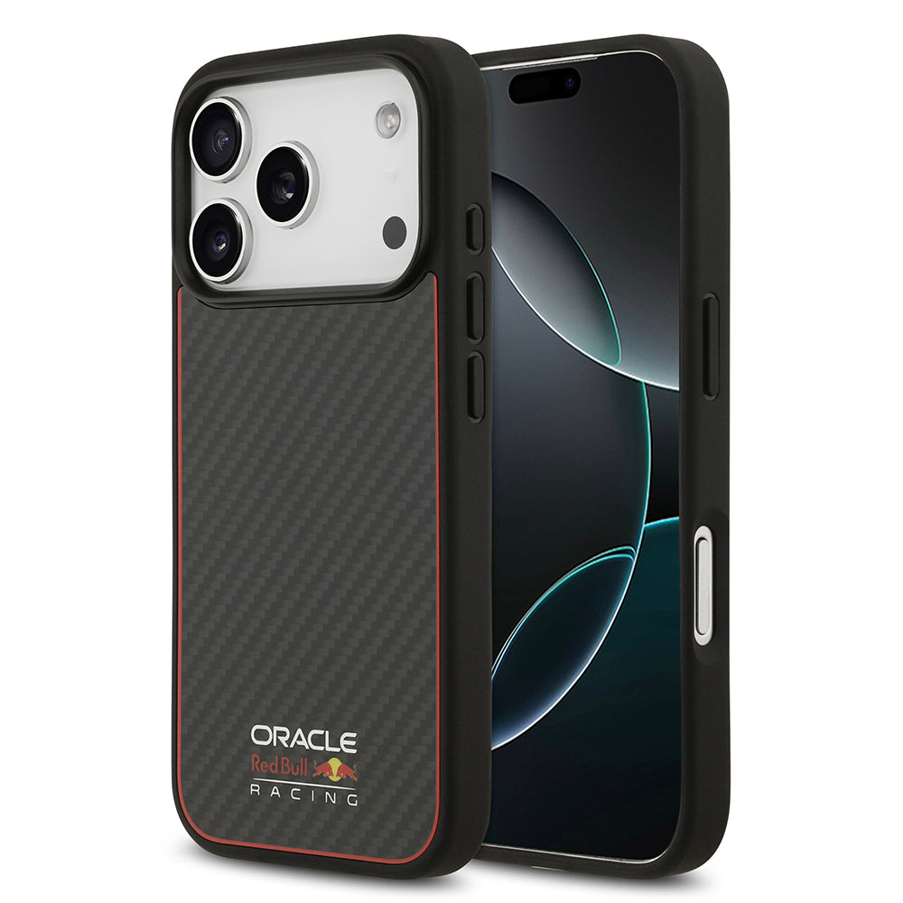 Apple iPhone 17 Pro Kılıf Redbull Orjinal Lisanslı M-safe Şarj Özellikli Karbon Fiber Parlayan Logolu Kevlar Kapak - Görsel 2