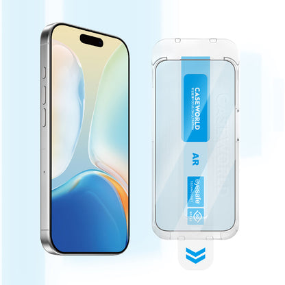 Apple iPhone 17 Pro Max CaseWorld Applicator Serisi 2.5D Eyesafe Mavi Işık Teknolojili Safir 0.33mm Temperli Cam Ekran Koruyucu + Uygulama Aparatı - Görsel 2