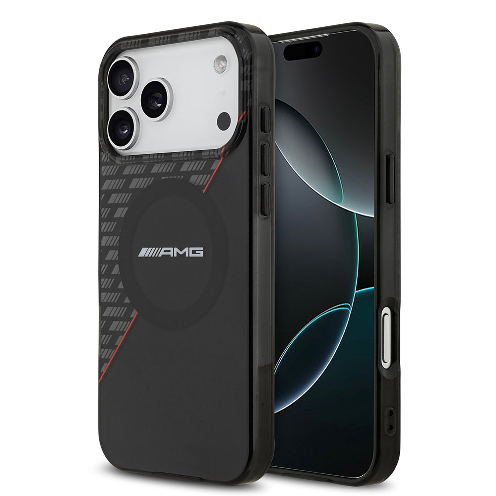 Apple iPhone 17 Pro Max Kılıf AMG Orjinal Lisanslı M-safe Şarj Özellikli Çift Katmanlı Kırmızı Çapraz Çizgili Kapak