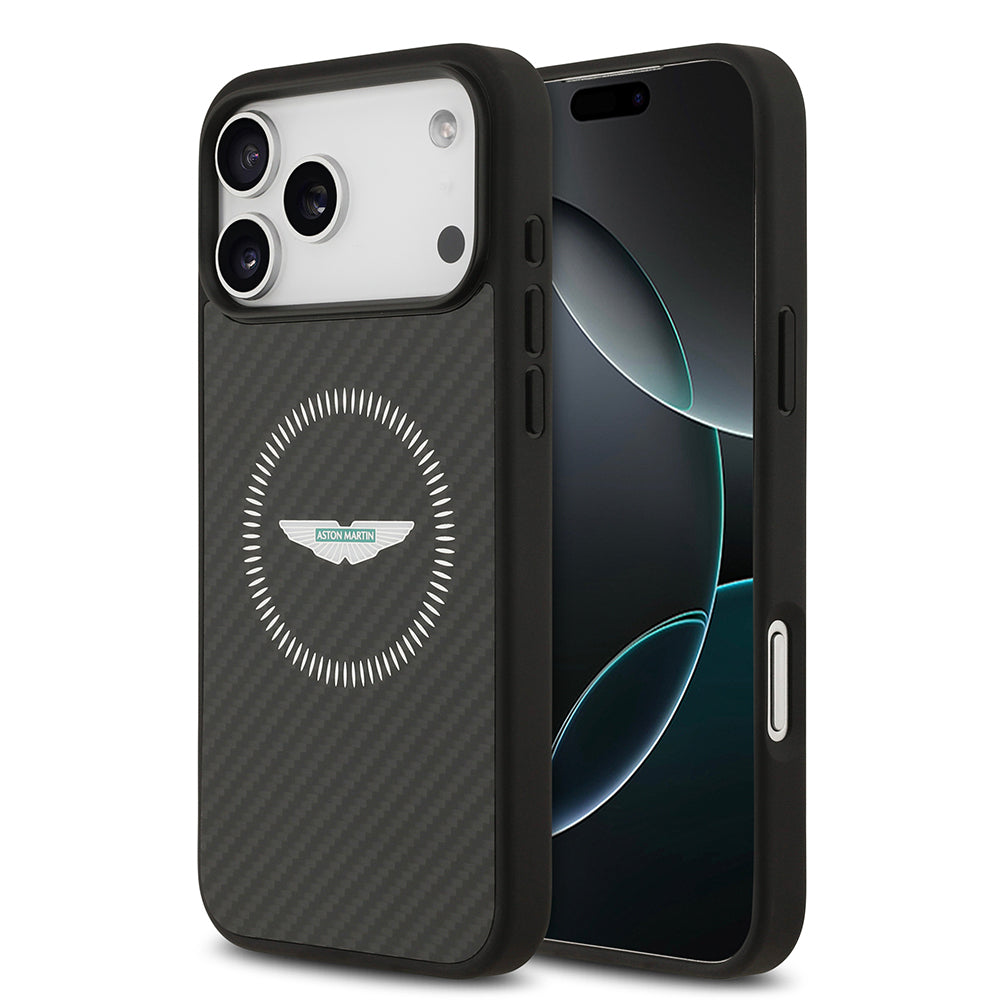 Apple iPhone 17 Pro Max Kılıf Aston Martin Orjinal Lisanslı M-safe Şarj Özellikli Karbon Fiber Kevlar Kapak - Görsel 2