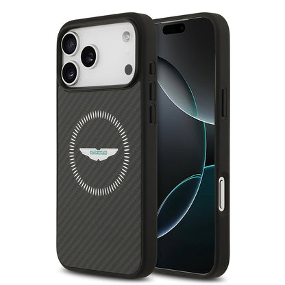 Apple iPhone 17 Pro Max Kılıf Aston Martin Orjinal Lisanslı M-safe Şarj Özellikli Karbon Fiber Kevlar Kapak - Görsel 2