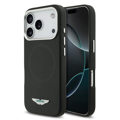 Apple iPhone 17 Pro Max Kılıf Aston Martin Orjinal Lisanslı M-safe Şarj Özellikli Metal Logolu PU Deri Kapak