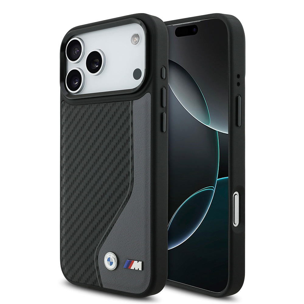 Apple iPhone 17 Pro Max Kılıf BMW Orjinal Lisanslı M-safe Şarj Özellikli Metal BMW ve M Logolu PU Karbon Tasarımlı Kapak - Görsel 2