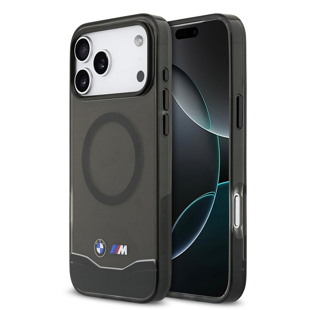 Apple iPhone 17 Pro Max Kılıf BMW Orjinal Lisanslı M-safe Şarj Özellikli Metal Buton Tasarımlı Tranparan M Dizayn Kapak - Görsel 2