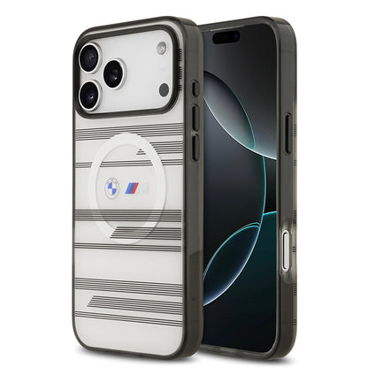 Apple iPhone 17 Pro Max Kılıf BMW Orjinal Lisanslı M-safe Şarj Özellikli Metal Kamera Butonlu Yatay Şeritli M Dizayn Kapak - Görsel 4