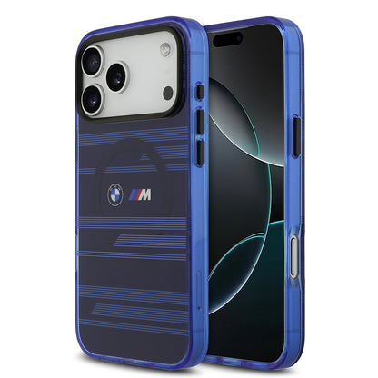 Apple iPhone 17 Pro Max Kılıf BMW Orjinal Lisanslı M-safe Şarj Özellikli Metal Kamera Butonlu Yatay Şeritli M Dizayn Kapak - Görsel 3