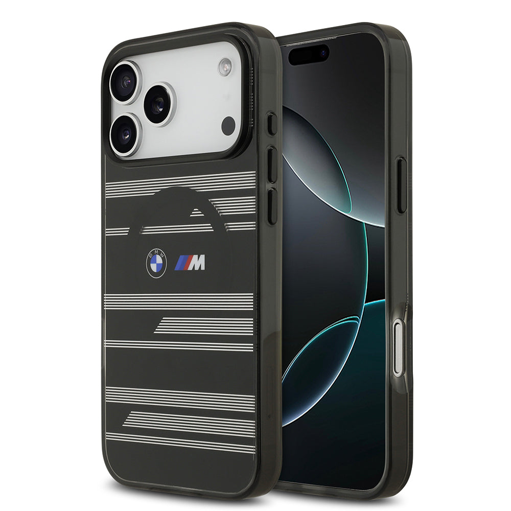 Apple iPhone 17 Pro Max Kılıf BMW Orjinal Lisanslı M-safe Şarj Özellikli Metal Kamera Butonlu Yatay Şeritli M Dizayn Kapak - Görsel 2