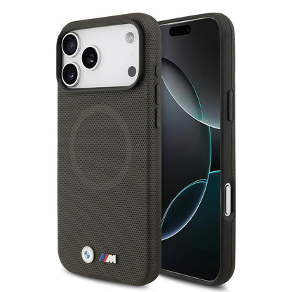 Apple iPhone 17 Pro Max Kılıf BMW Orjinal Lisanslı M-safe Şarj Özellikli Metal Logolu Delikli M Dizayn Deri Kapak - Görsel 2