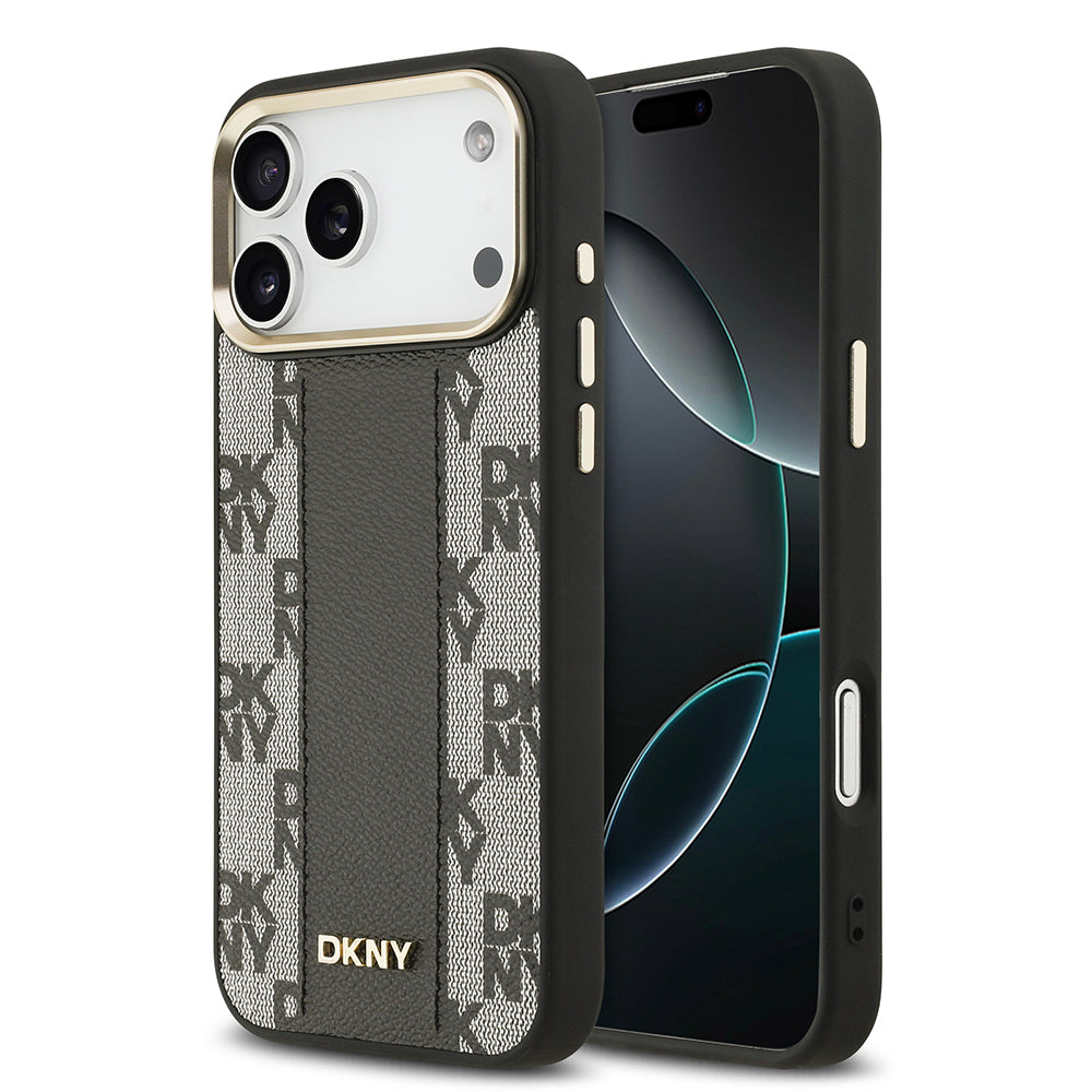 Apple iPhone 17 Pro Max Kılıf DKNY Orjinal Lisanslı M-safe Şarj Özellikli 3D Yazılı Checkered Pattern Kapak - Görsel 3