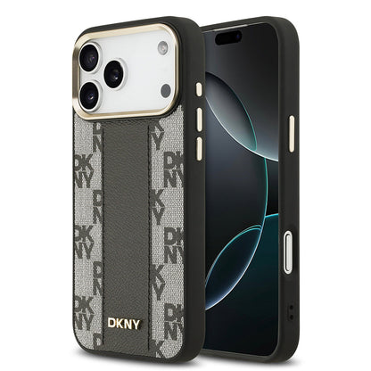 Apple iPhone 17 Pro Max Kılıf DKNY Orjinal Lisanslı M-safe Şarj Özellikli 3D Yazılı Checkered Pattern Kapak - Görsel 3