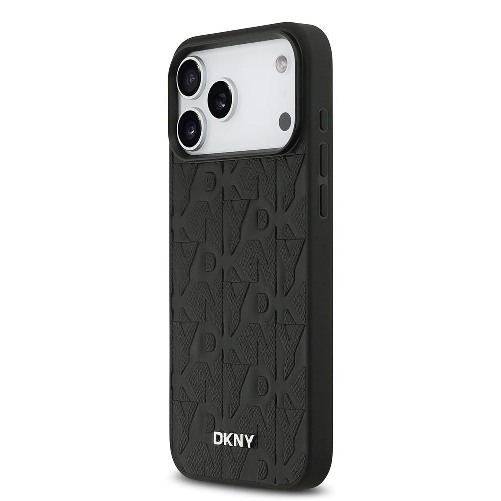 Apple iPhone 17 Pro Max Kılıf DKNY Orjinal Lisanslı M-safe Şarj Özellikli 3D Yazılı Grid Pattern Kapak - Görsel 2